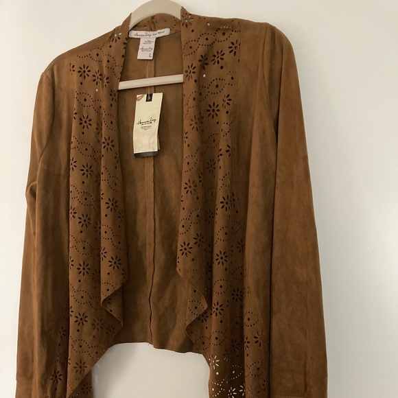 American Rag Cie Laser Cut Faux Suede Jacket - Picture 1 of 10